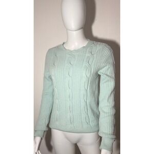 Philosophy Mint Green Cable Knit Sweater Women's Medium Preppy Soft Cozy Classic